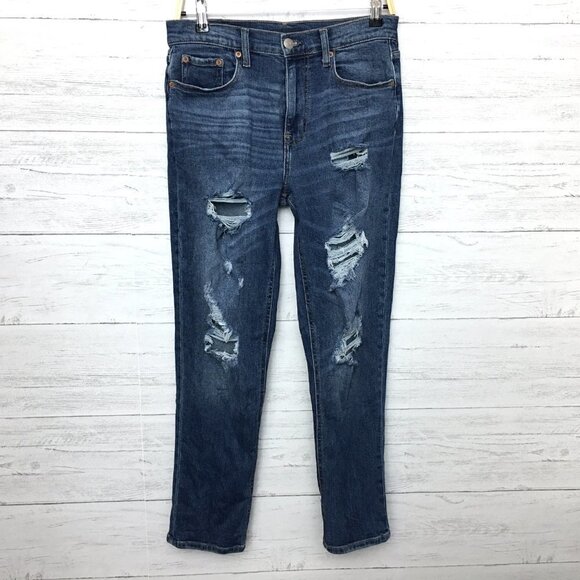 Aeropostale Women's Mom Jeans Distressed Stretch Dark Wash size 6 length 28" - Picture 11 of 11